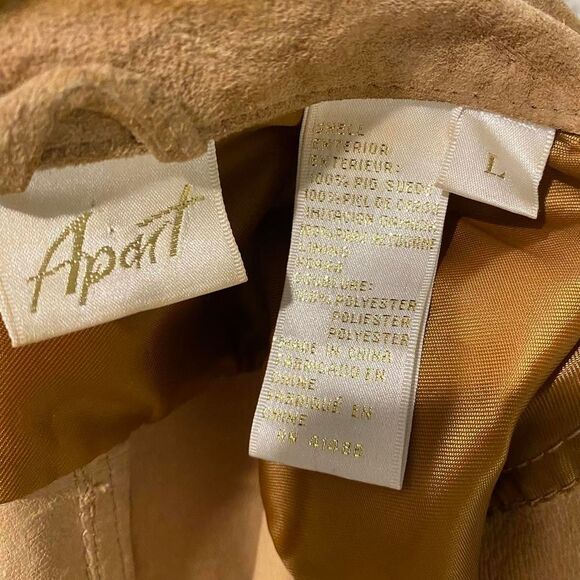 Vintage Brown Suede Leather Button Down Jacket 100% Pig Suede - Picture 6 of 6